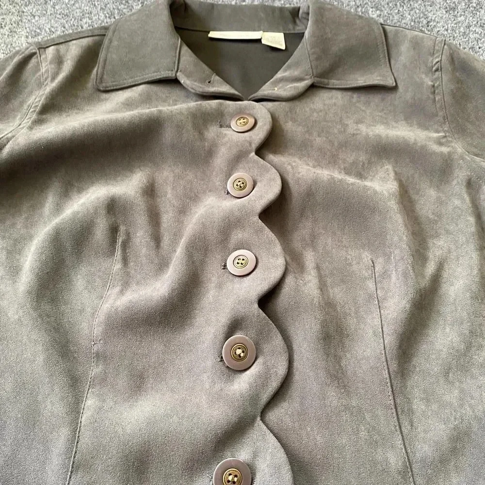 Roamans Womens Plus Shirt Jacket Scallop Hem 14W - Picture 7 of 12
